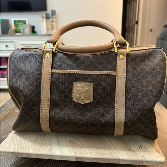 Celine Handbags - Celine Brown & Tan Monogram Canvas Top-Handle Tote